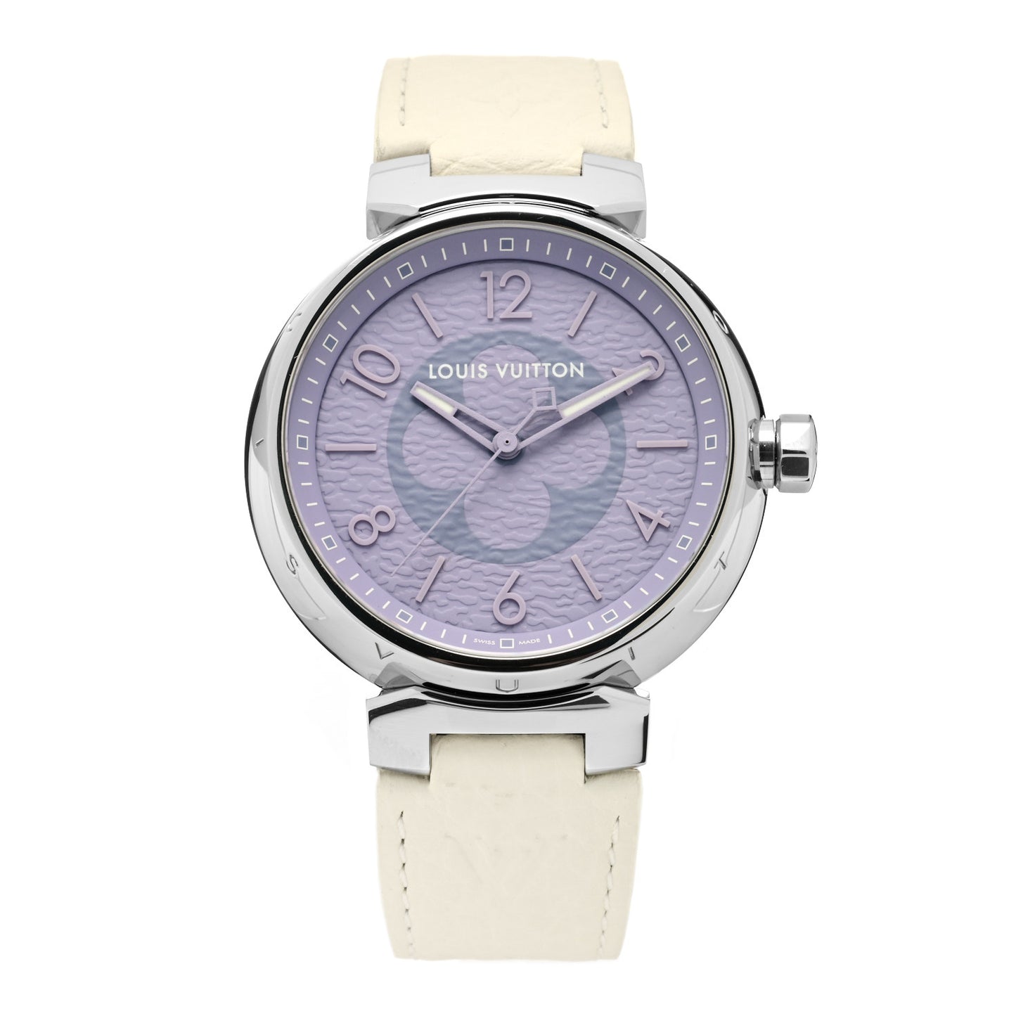 Stainless Steel Monogram 41mm Tambour Quartz Watch Lilac