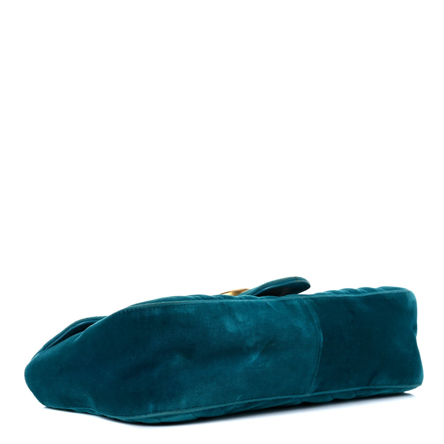 Velvet Matelasse Small GG Marmont Shoulder Bag Pavone Cyan