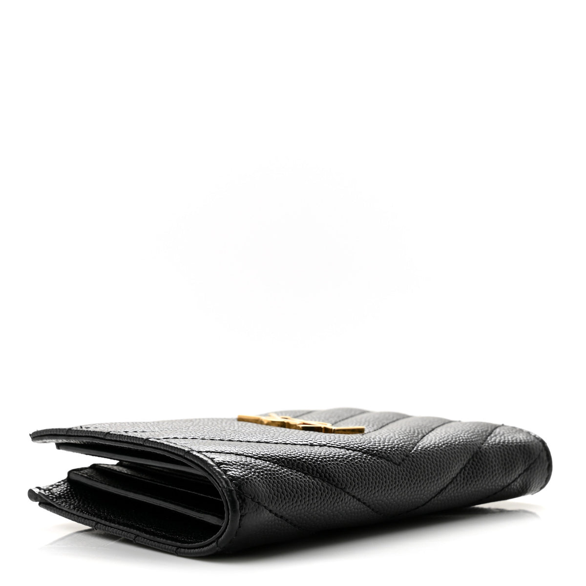 Grain De Poudre Matelasse Chevron Monogram Zipped Two-Part Wallet Black