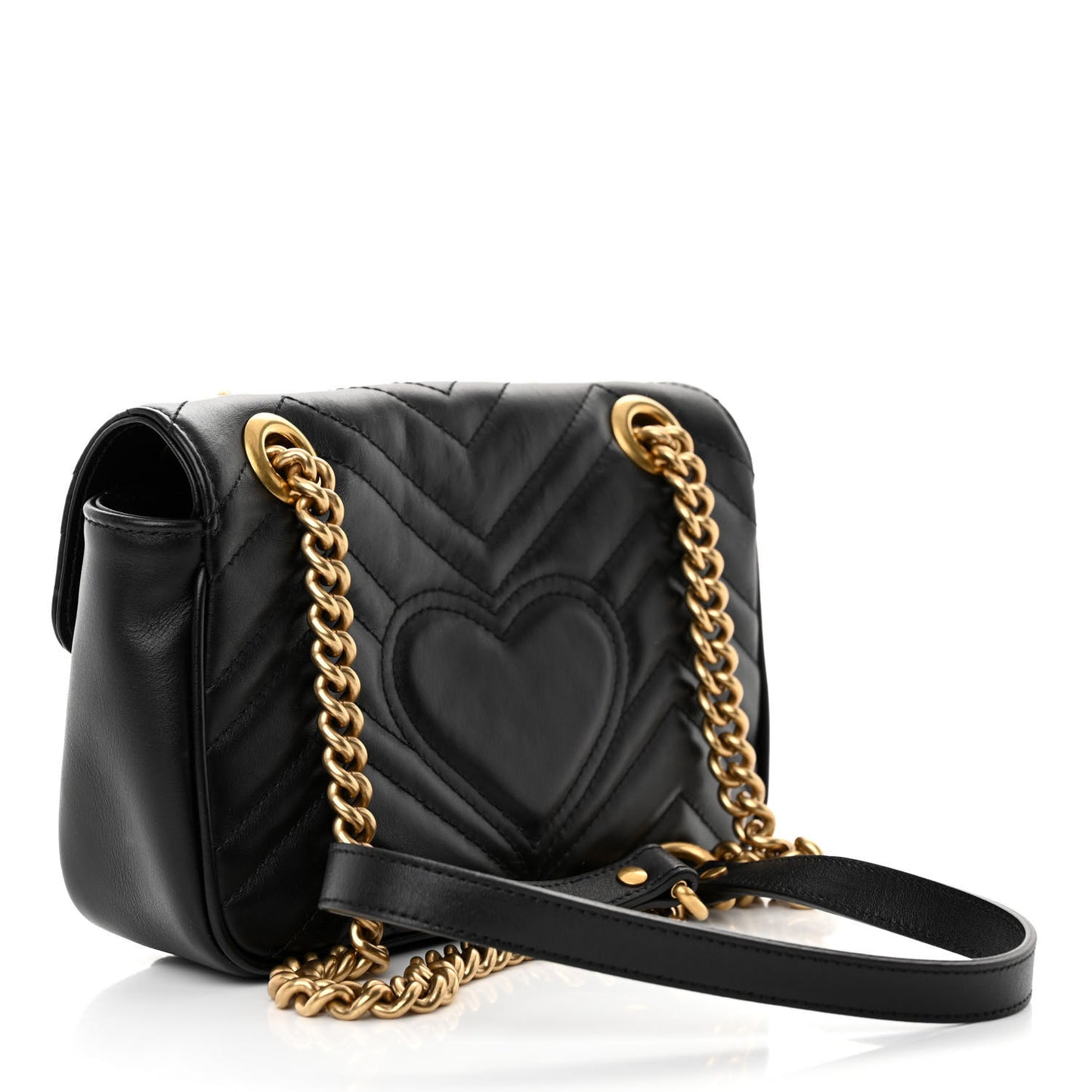 Calfskin Matelasse Mini GG Marmont Shoulder Bag Black
