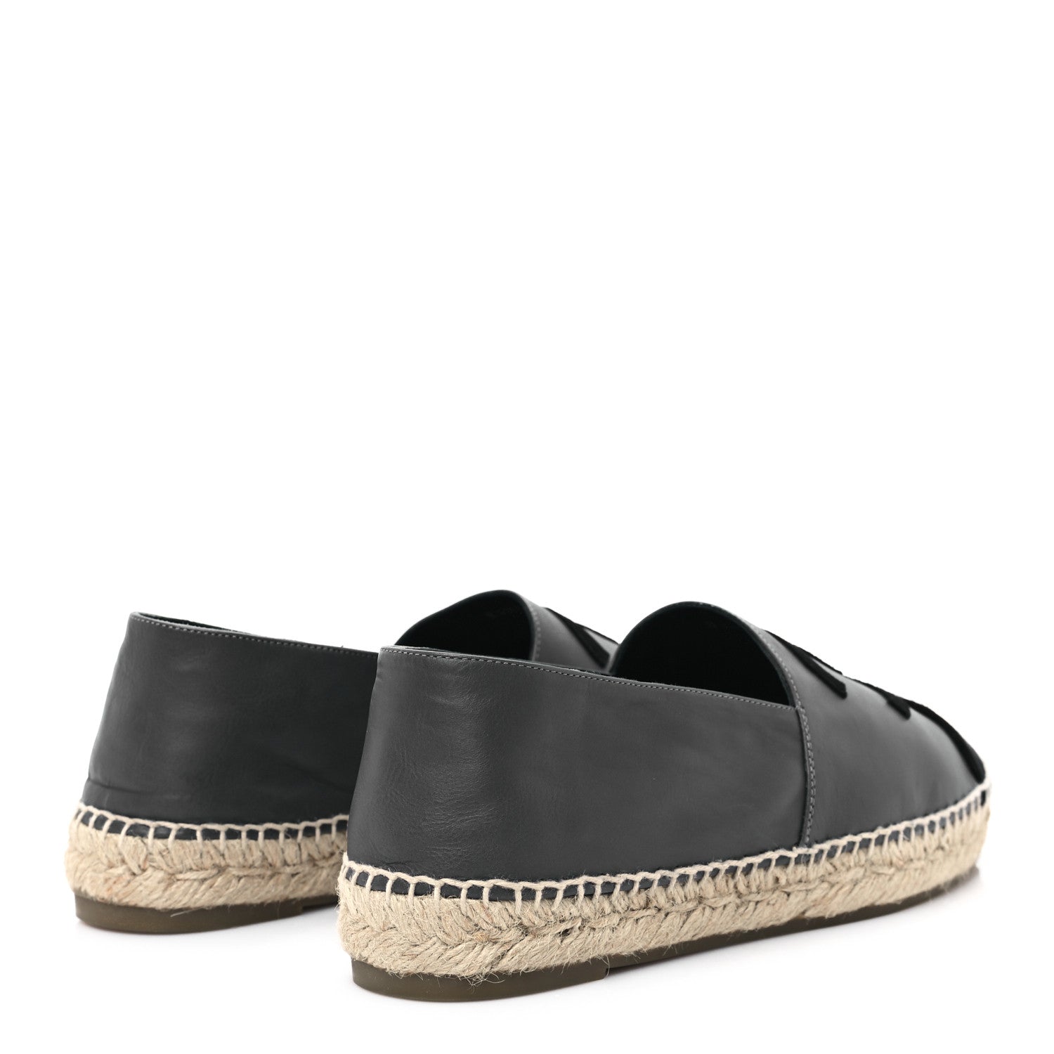 Chanel Calfskin Kid Suede CC Espadrilles 41 Dark Gray Black 5 of 10