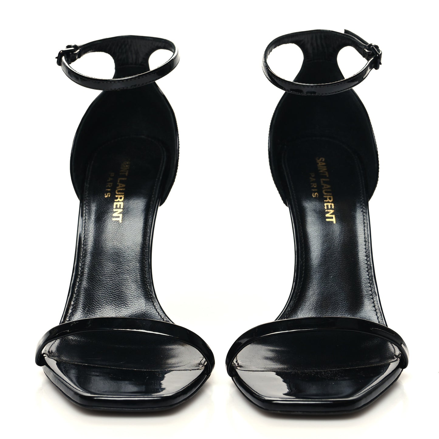 Patent Calfskin Opyum 110 Sandals 37.5 Black Gold