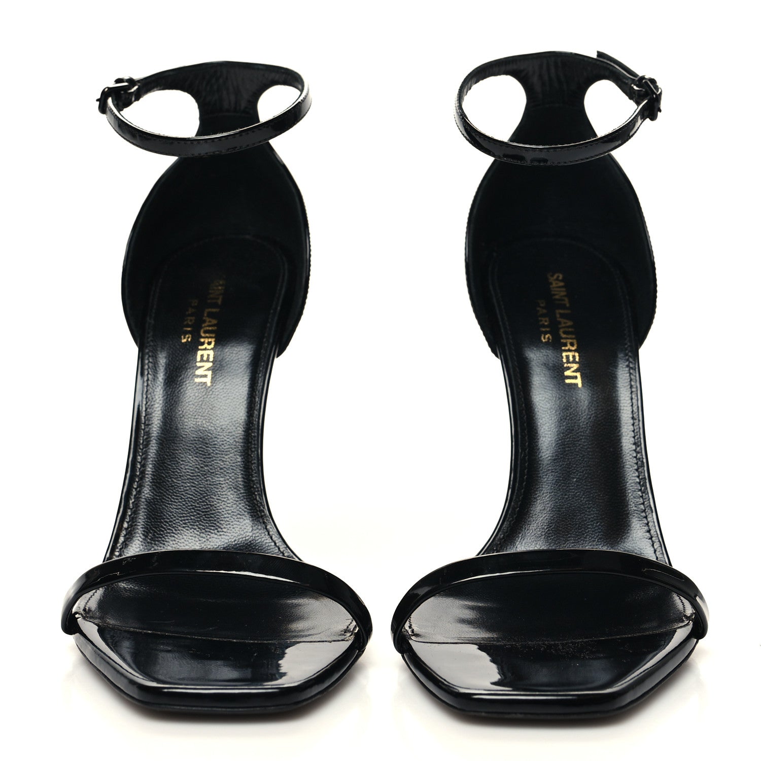 Saint Laurent Patent Calfskin Opyum 110 Sandals 37.5 Black Gold 2 of 9