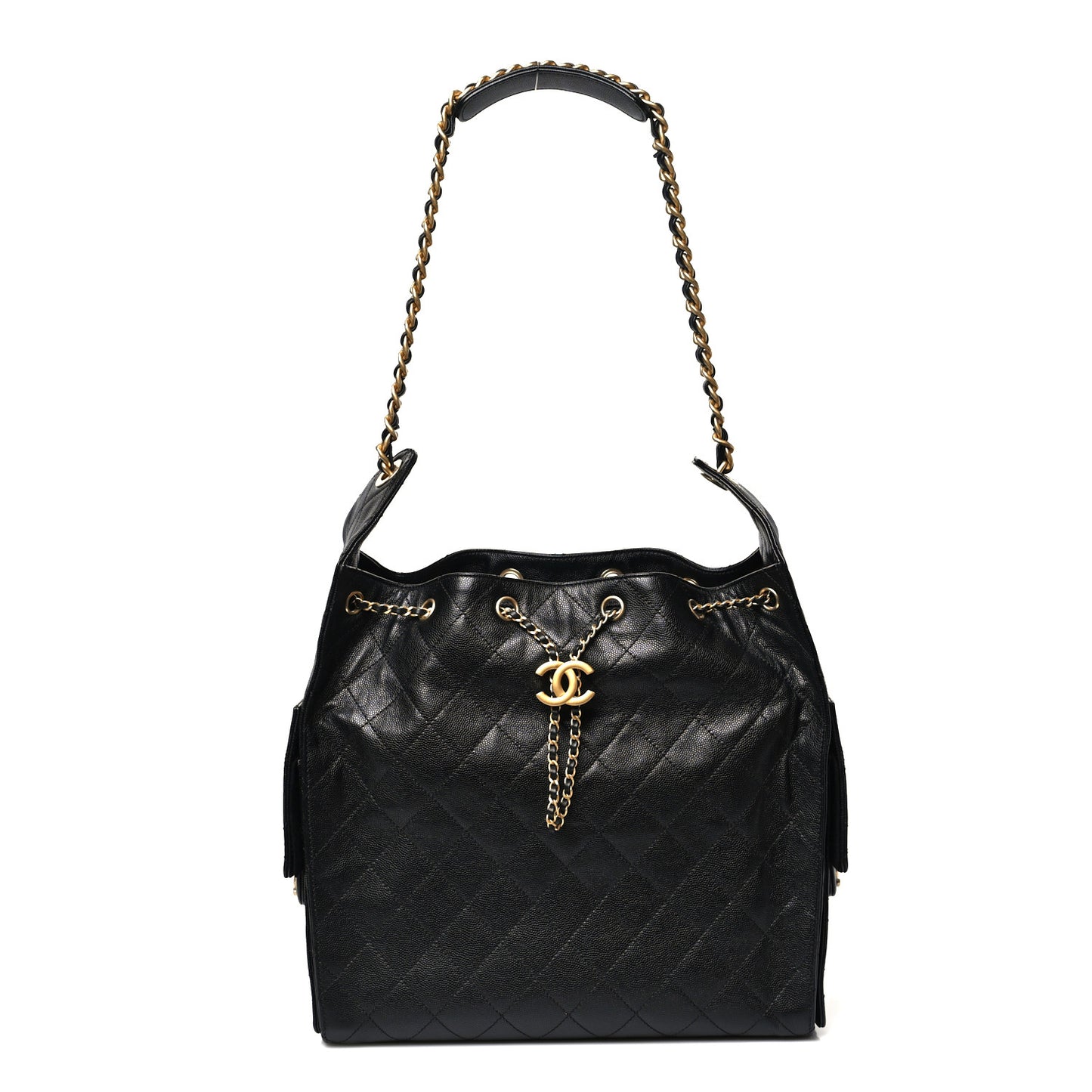 Caviar Quilted Medium Chanel 25 Handbag Black