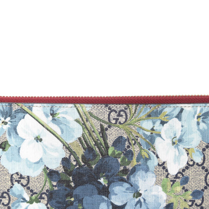 Gucci GG Supreme Monogram Blooms Suede Large Zip Pouch Blue 9 of 10