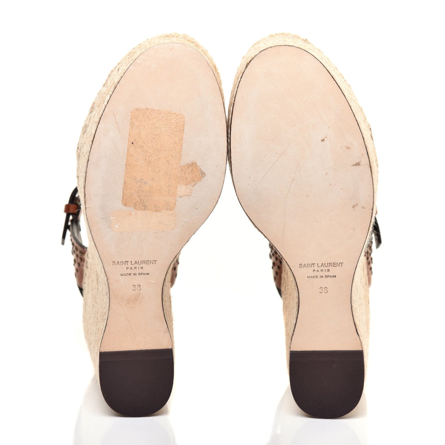 Calfskin Studded Espadrille 105 Wedges 38 Brown