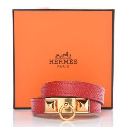 Hermes Epsom Rivale Double Tour Bracelet S Rouge Casaque 8 of 8