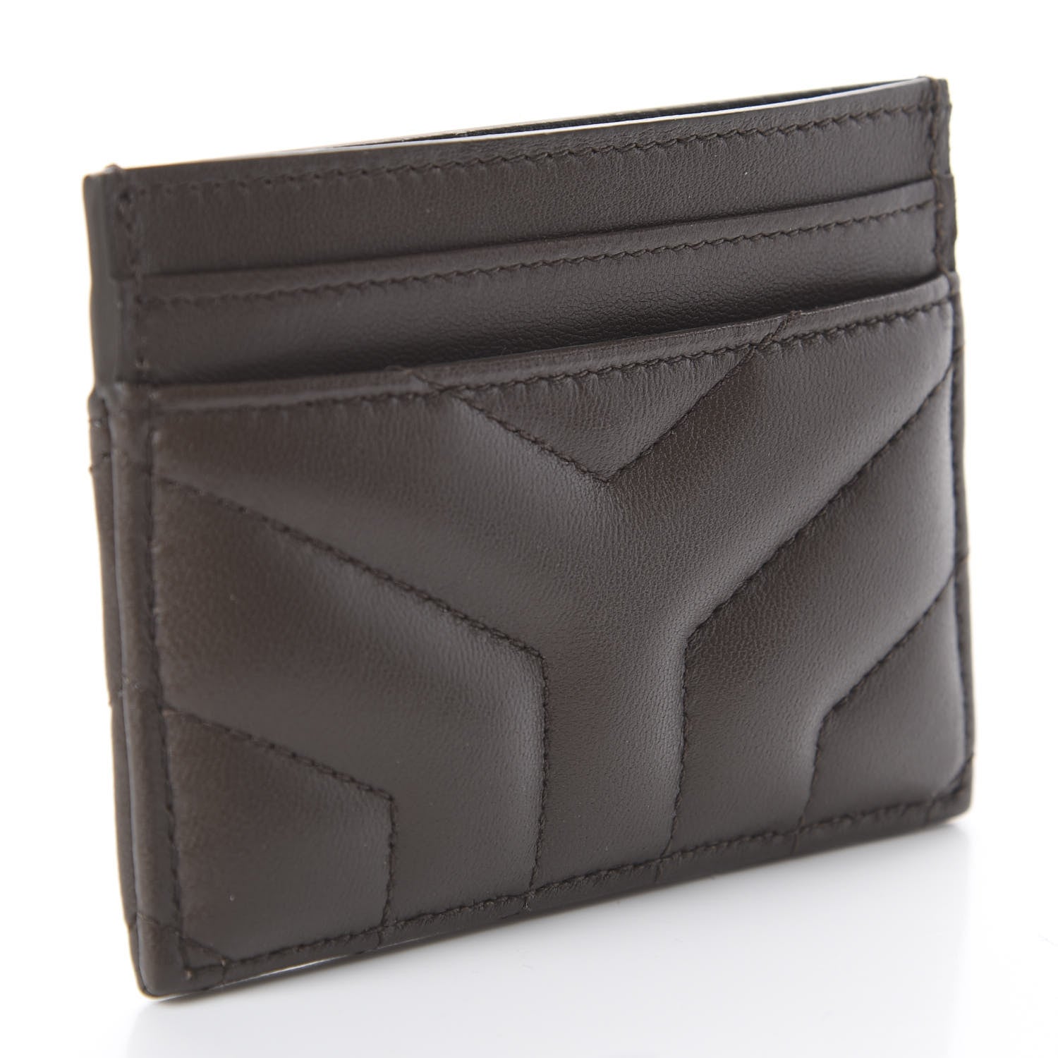 Saint Laurent Calfskin Y Quilted Monogram LouLou Credit Card Case Faggio 2 of 5