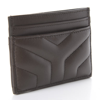 Saint Laurent Calfskin Y Quilted Monogram LouLou Credit Card Case Faggio 2 of 5