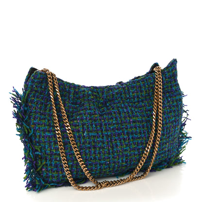 Saint Laurent Tweed Pac Pac Ruched Hobo Violet Vert Turquoise 3 of 9