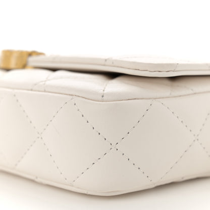 Chanel Lambskin Quilted Chanel 19 Flap Phone Holder With Chain White 10 of 14