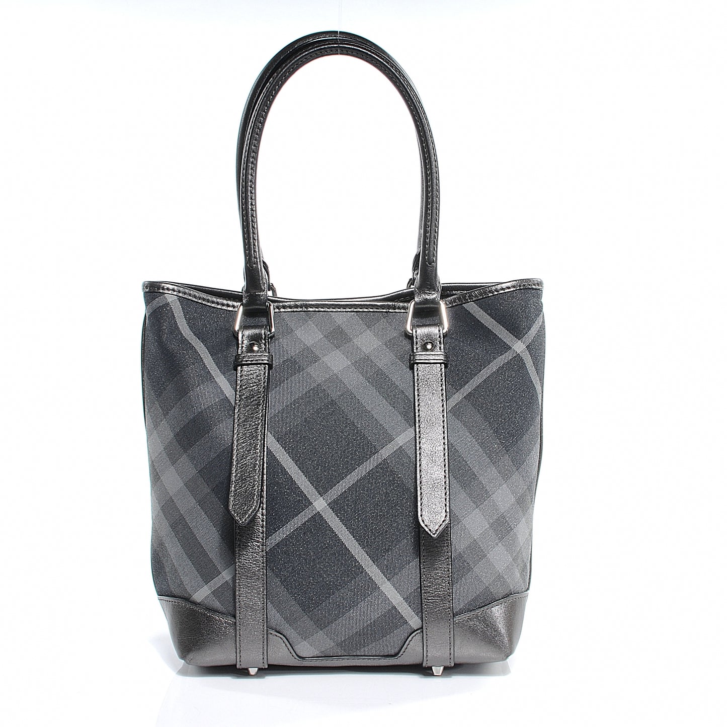 Leather Shimmer Check Tote