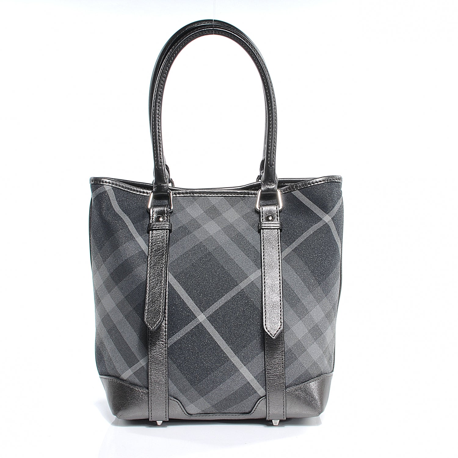 Burberry Leather Shimmer Check Tote 1 of 7