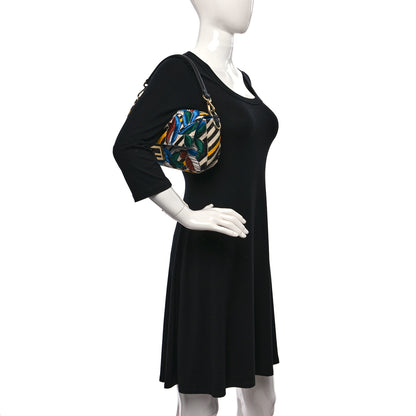 Fendi Beaded Vitello Dolce Leaf Embroidered Baguette Multicolor Black 3 of 8