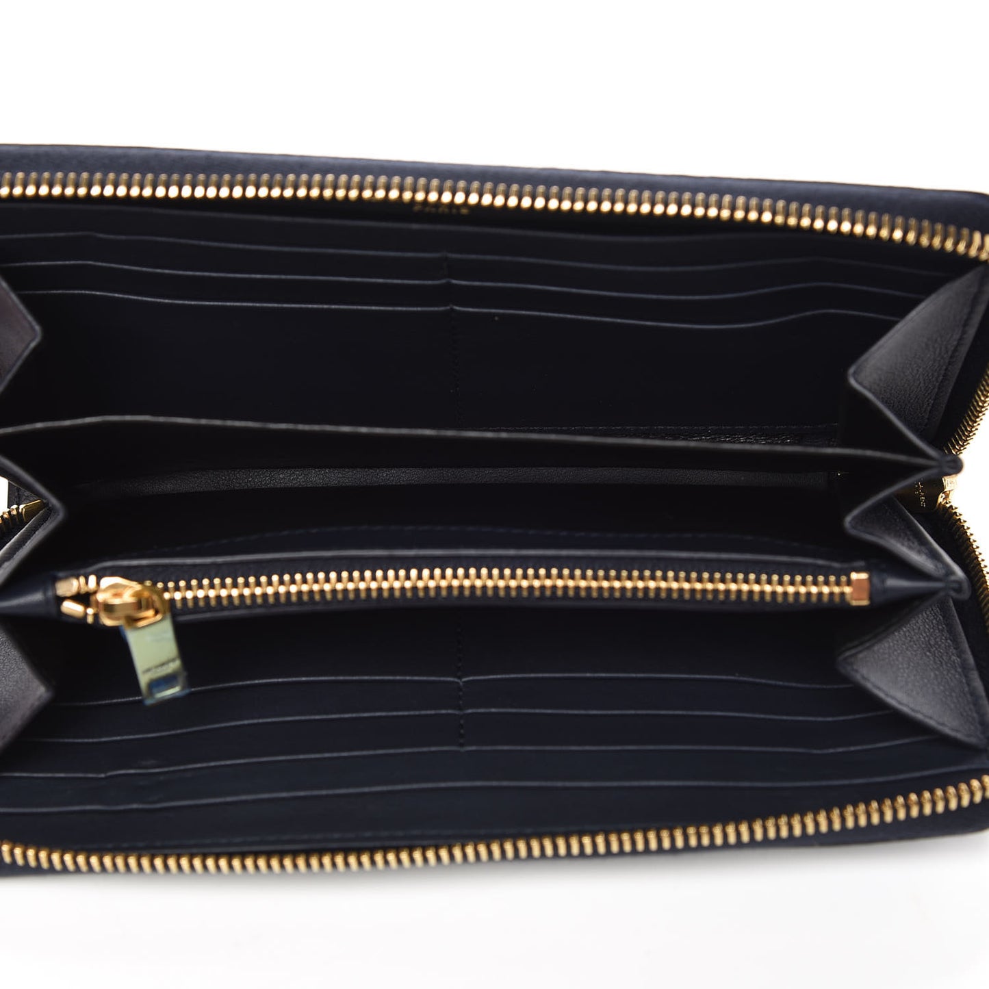 Calfskin Monogram Zip Around Wallet Deep Marine