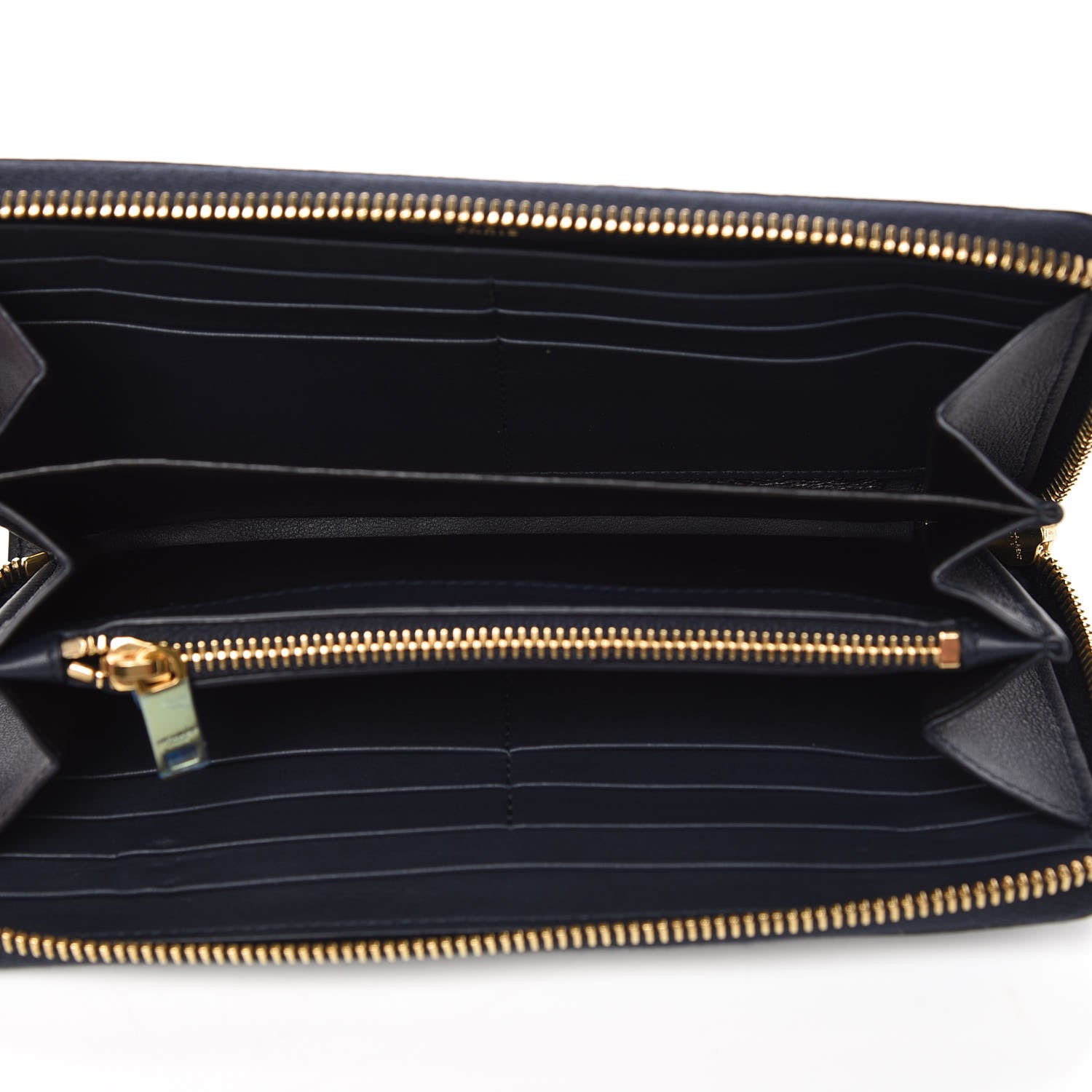 Saint Laurent Calfskin Monogram Zip Around Wallet Deep Marine 6 of 10