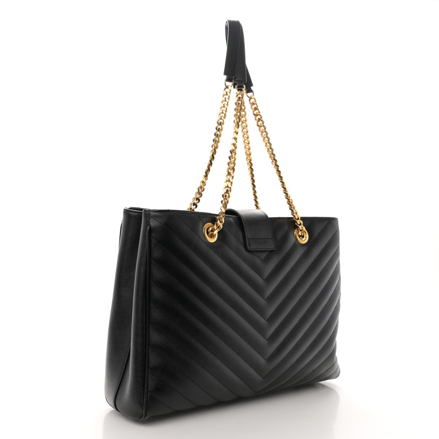 Grain De Poudre Matelasse Chevron Monogram Shopping Bag Black