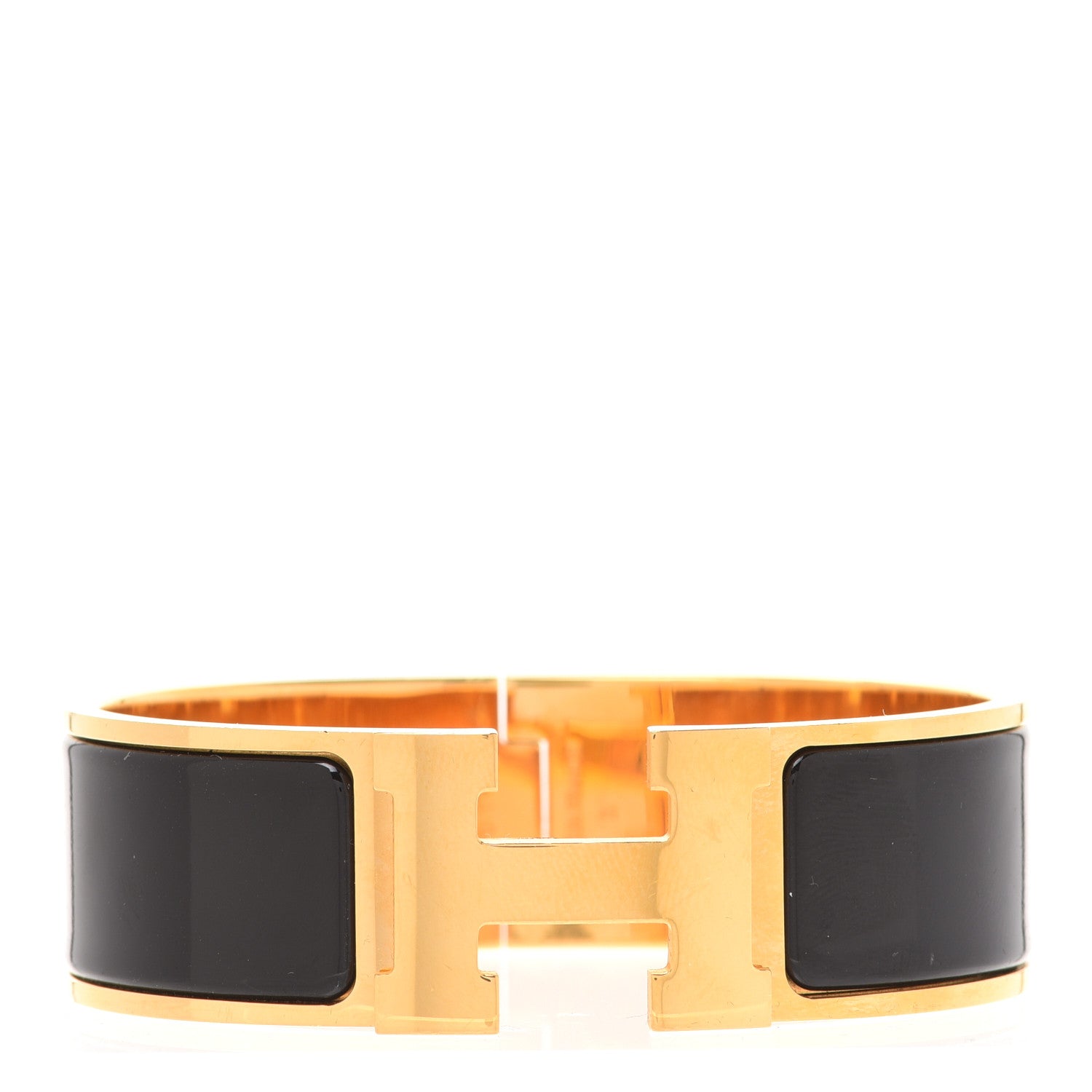 Hermes Enamel Wide Clic Clac H Bracelet GM Black 1 of 6