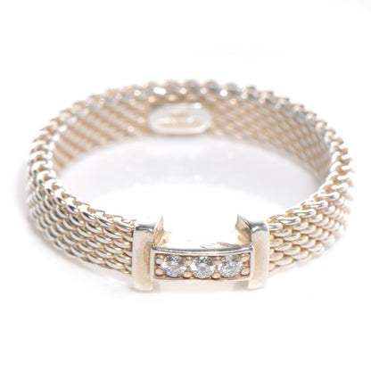 Tiffany Sterling Silver Diamonds Narrow Somerset Ring 54 7 1 of 5
