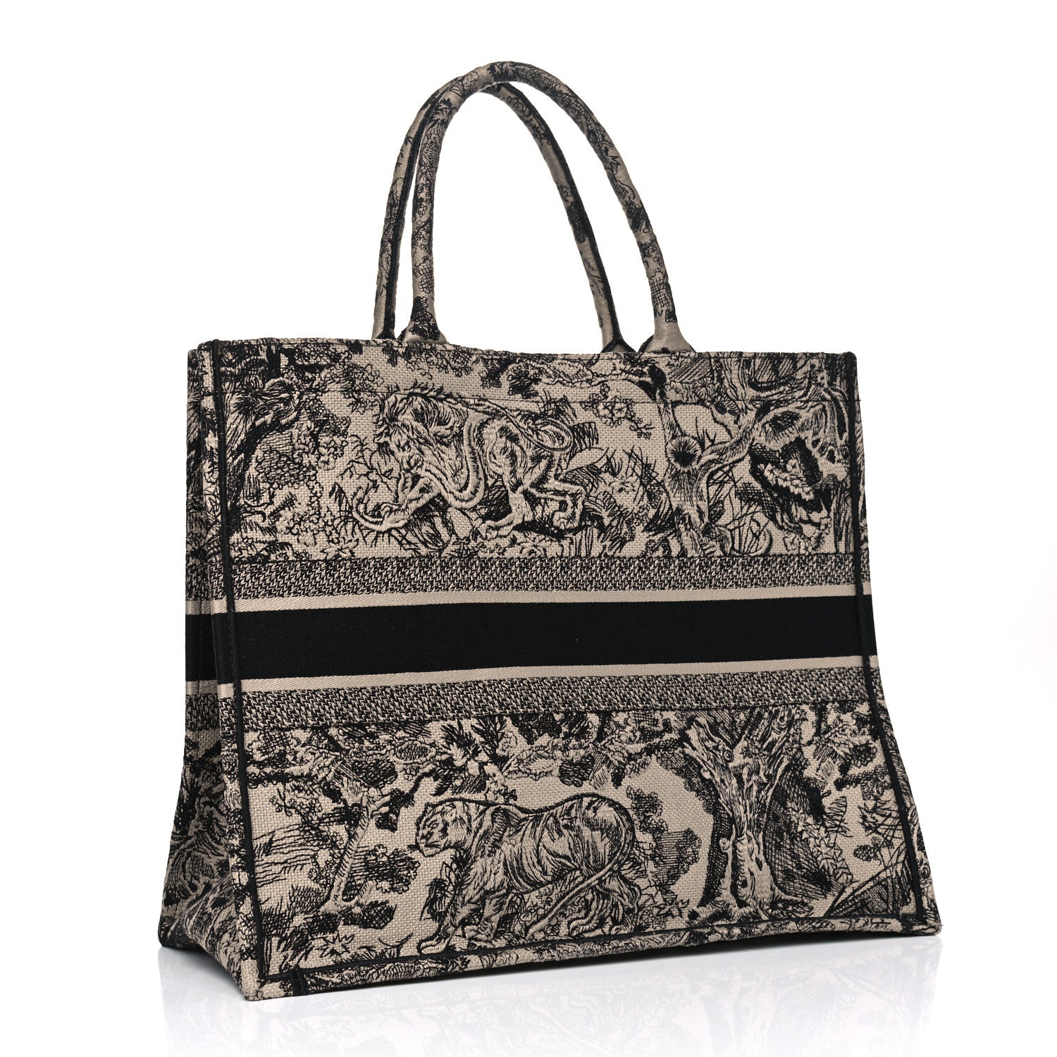 Christian Dior Canvas Embroidered Large Dioriviera Toile De Jouy Book Tote Black 2 of 8