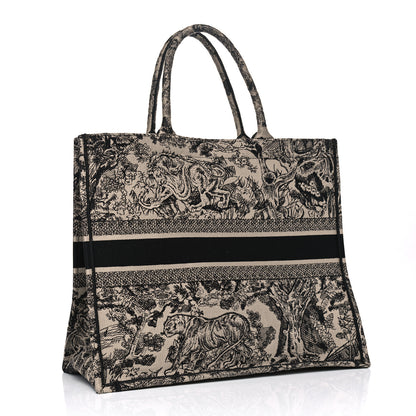 Christian Dior Canvas Embroidered Large Dioriviera Toile De Jouy Book Tote Black 2 of 8