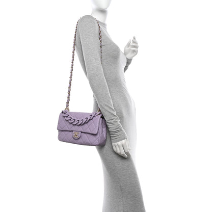 Chanel Caviar Quilted Dual Handle Chain Flap Bag Light Purple 2 of 10