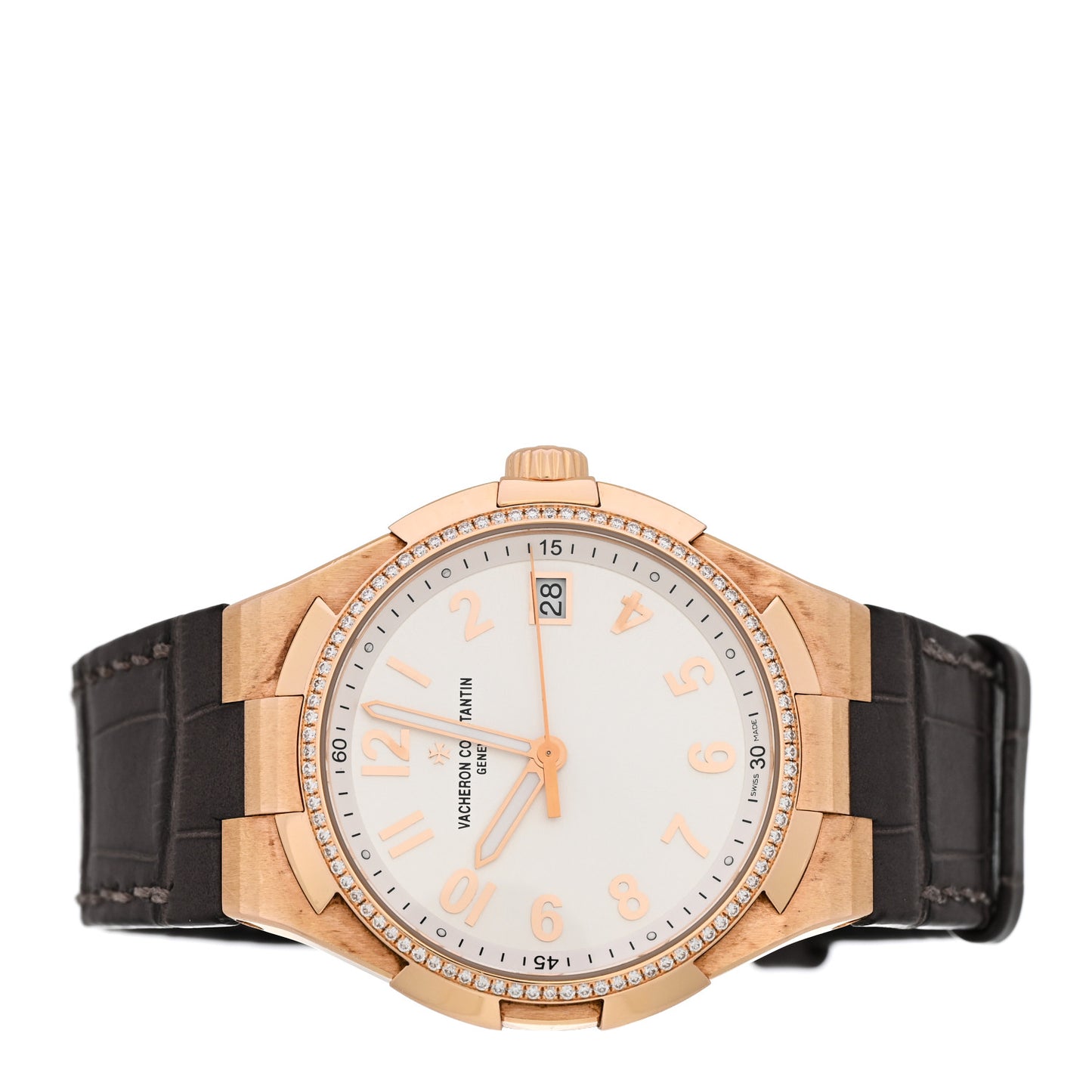 18K Pink Gold Alligator Diamond Bezel 37mm Overseas Automatic Watch 47560/D01R-9672