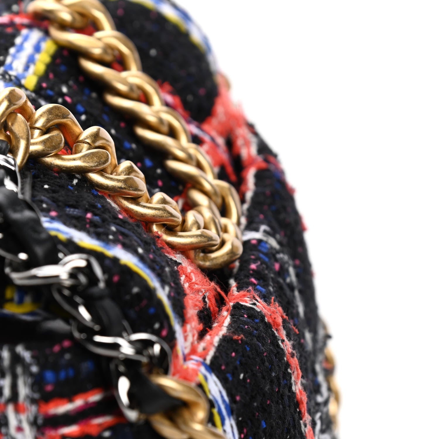 Chanel Tweed Quilted Medium Chanel 19 Flap Black Multicolor 10 of 12