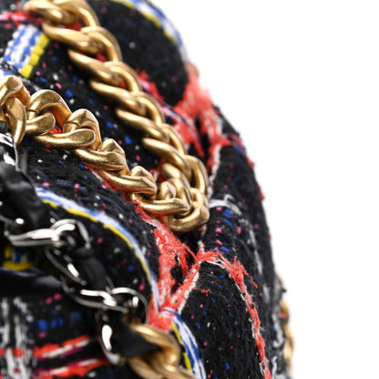 Chanel Tweed Quilted Medium Chanel 19 Flap Black Multicolor 10 of 12