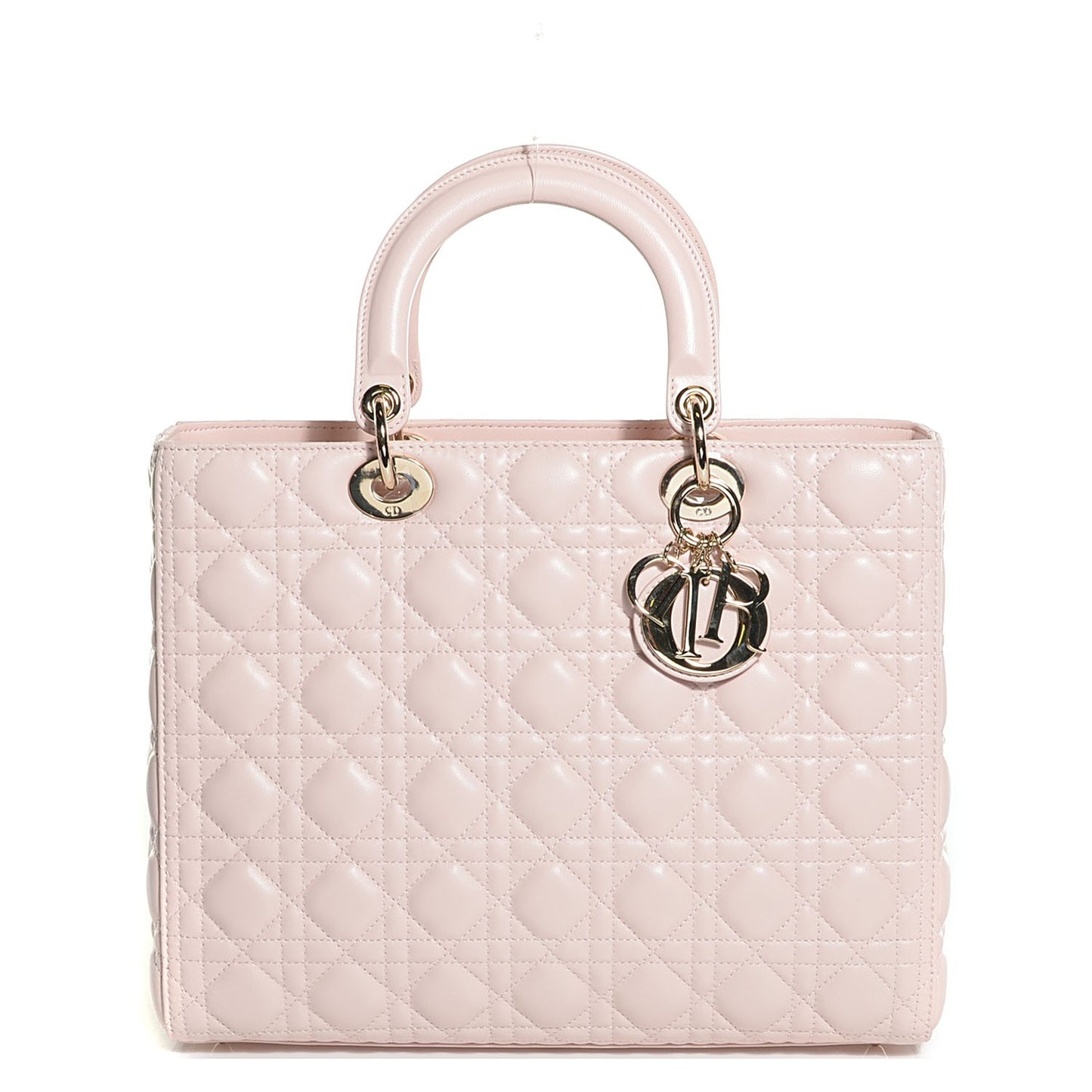 Lambskin Cannage Large Lady Dior Rose Poudre