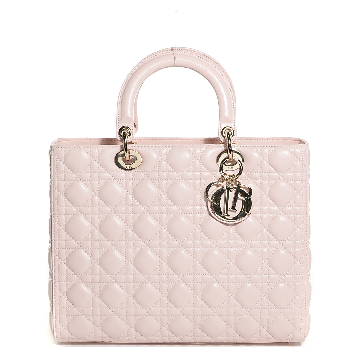Christian Dior Lambskin Cannage Large Lady Dior Rose Poudre 1 of 8