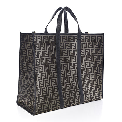 Fendi Fabric Jacquard Cuoio Roma FF Metallic Thread Karligraphy Tote Gold Black 3 of 10