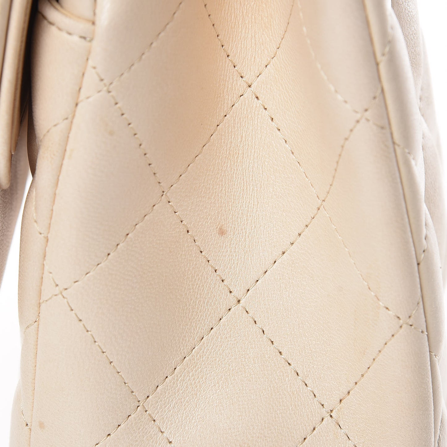 Lambskin Quilted Jumbo Double Flap Light Beige