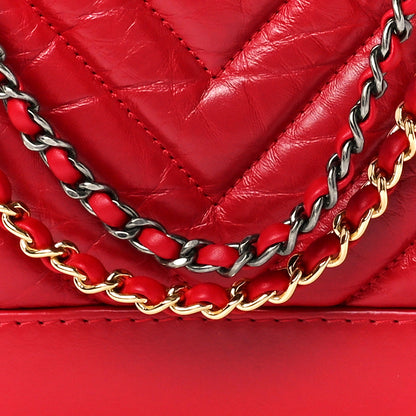 Chanel Aged Calfskin Chevron Quilted Small Gabrielle Hobo Red 8 of 11