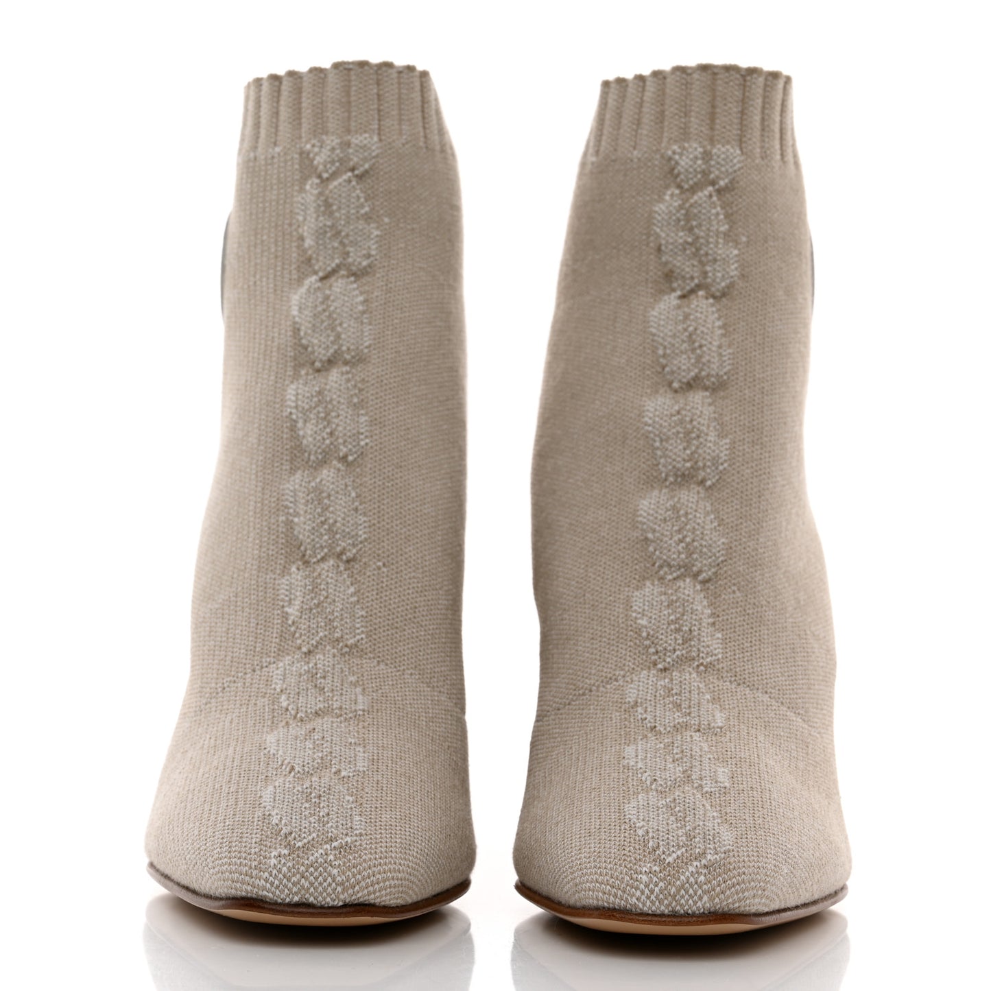 Knit Calfskin Volver 60 Ankle Boots 37 Nocciola