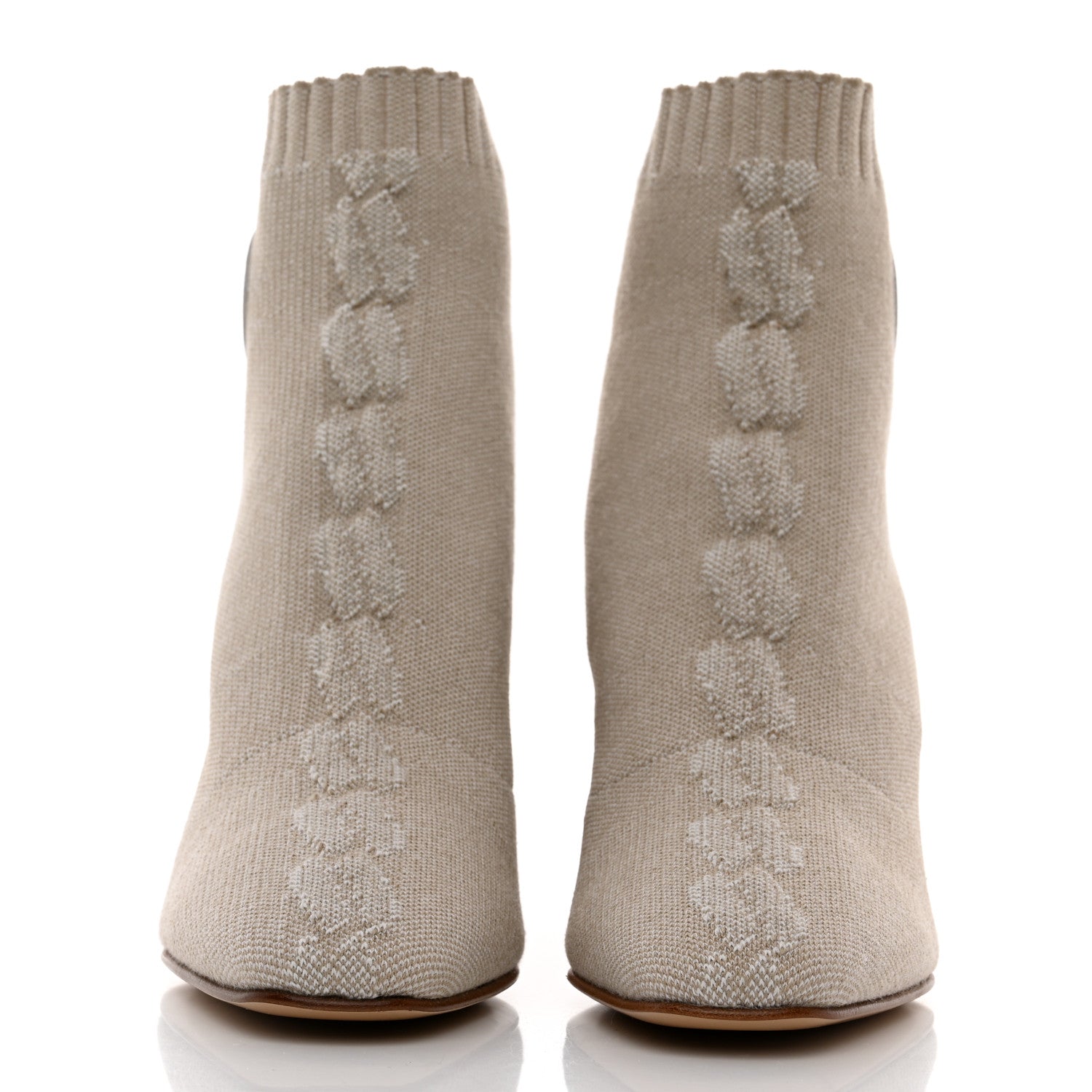Hermes Knit Calfskin Volver 60 Ankle Boots 37 Nocciola 2 of 9