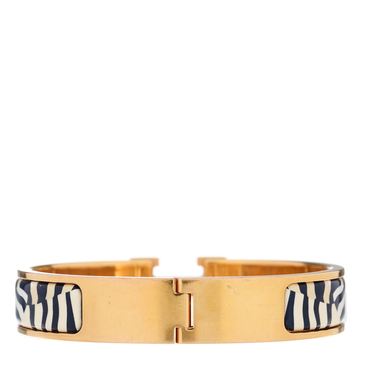 Enamel Narrow Print Zebres De Tanzania Clic Clac H Bracelet PM Beige Blue