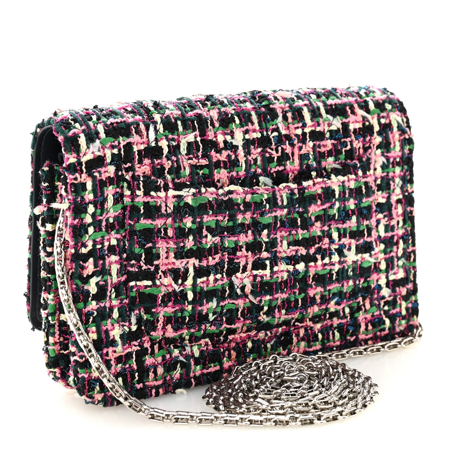 Chanel Tweed Quilted Reissue Wallet On Chain WOC Pink Multicolor 3 of 11