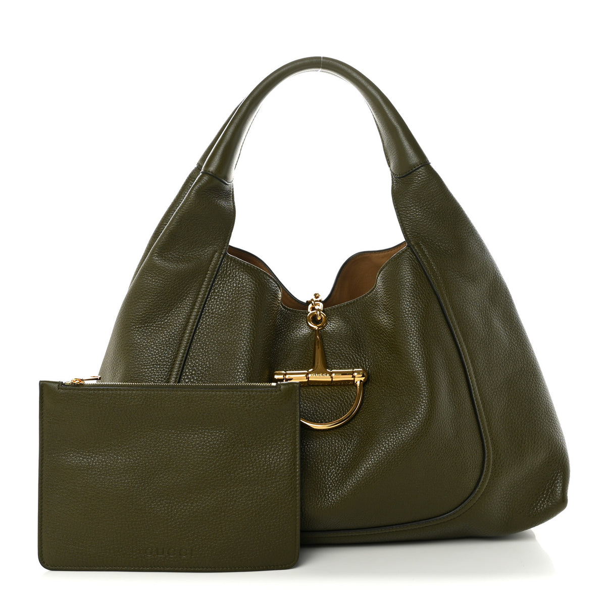 Gucci Grained Calfskin Softbit Maxi Shoulder Bag Forest Green 3 of 11