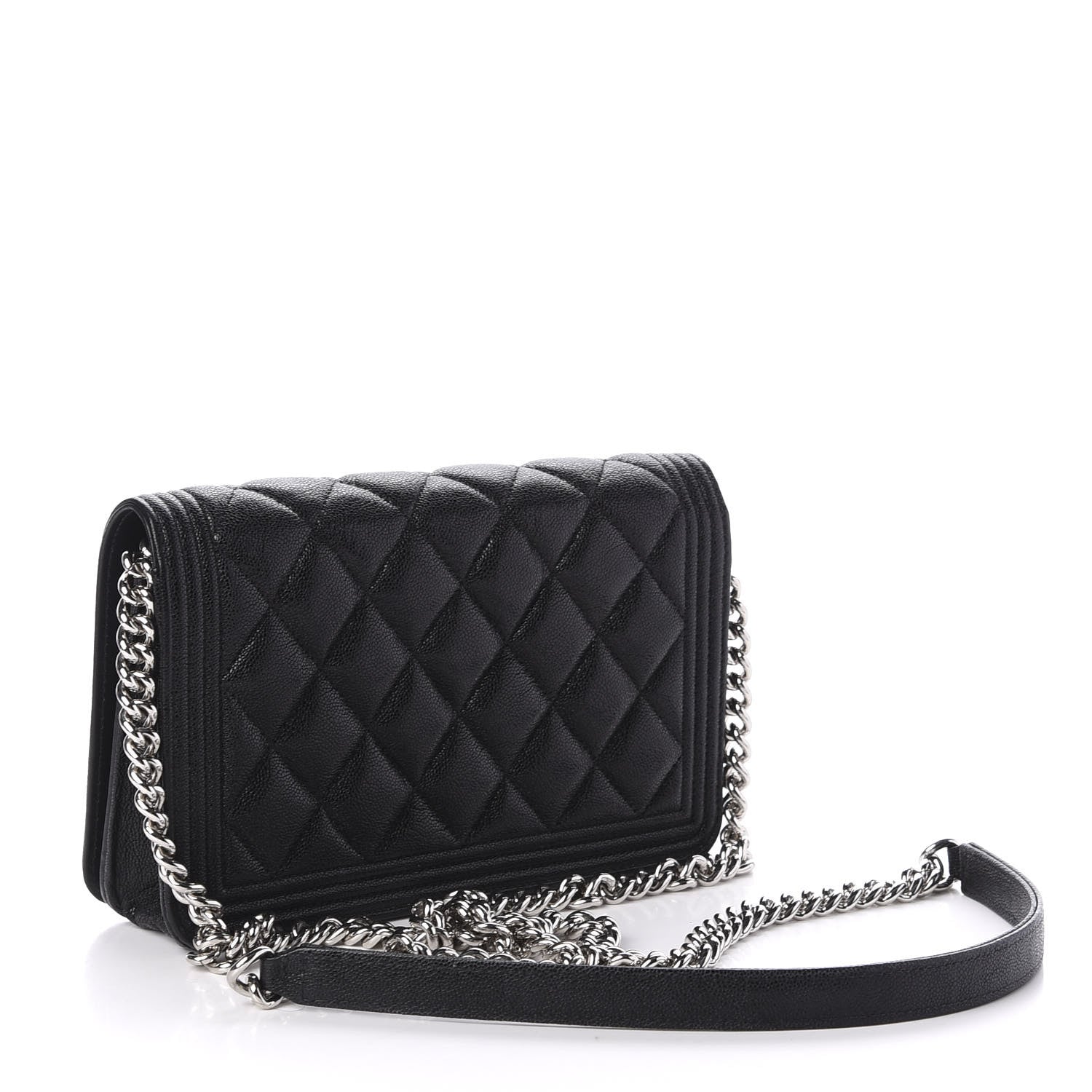 Chanel Caviar Quilted Boy Wallet On Chain WOC Black 3 of 12