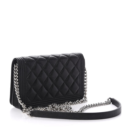 Chanel Caviar Quilted Boy Wallet On Chain WOC Black 3 of 12