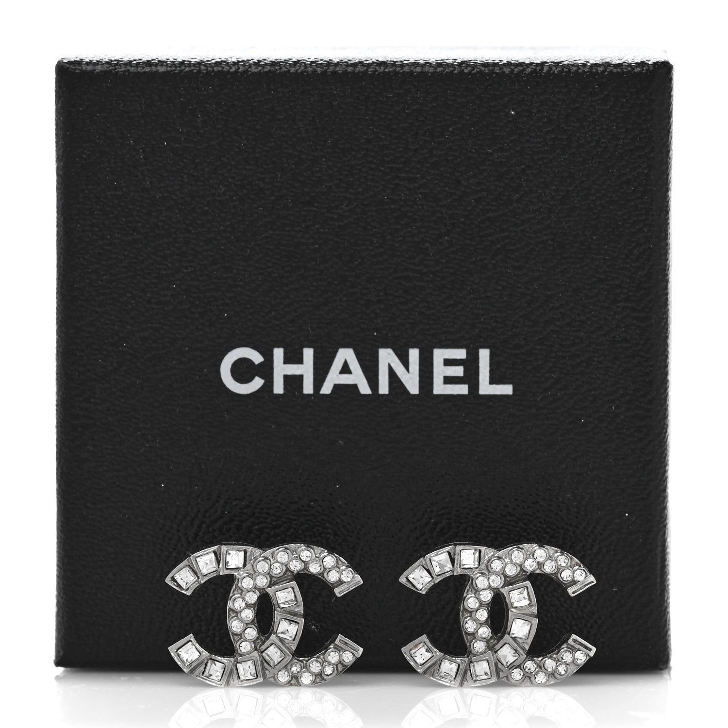 Chanel Baguette Crystal CC Earrings Silver 5 of 5