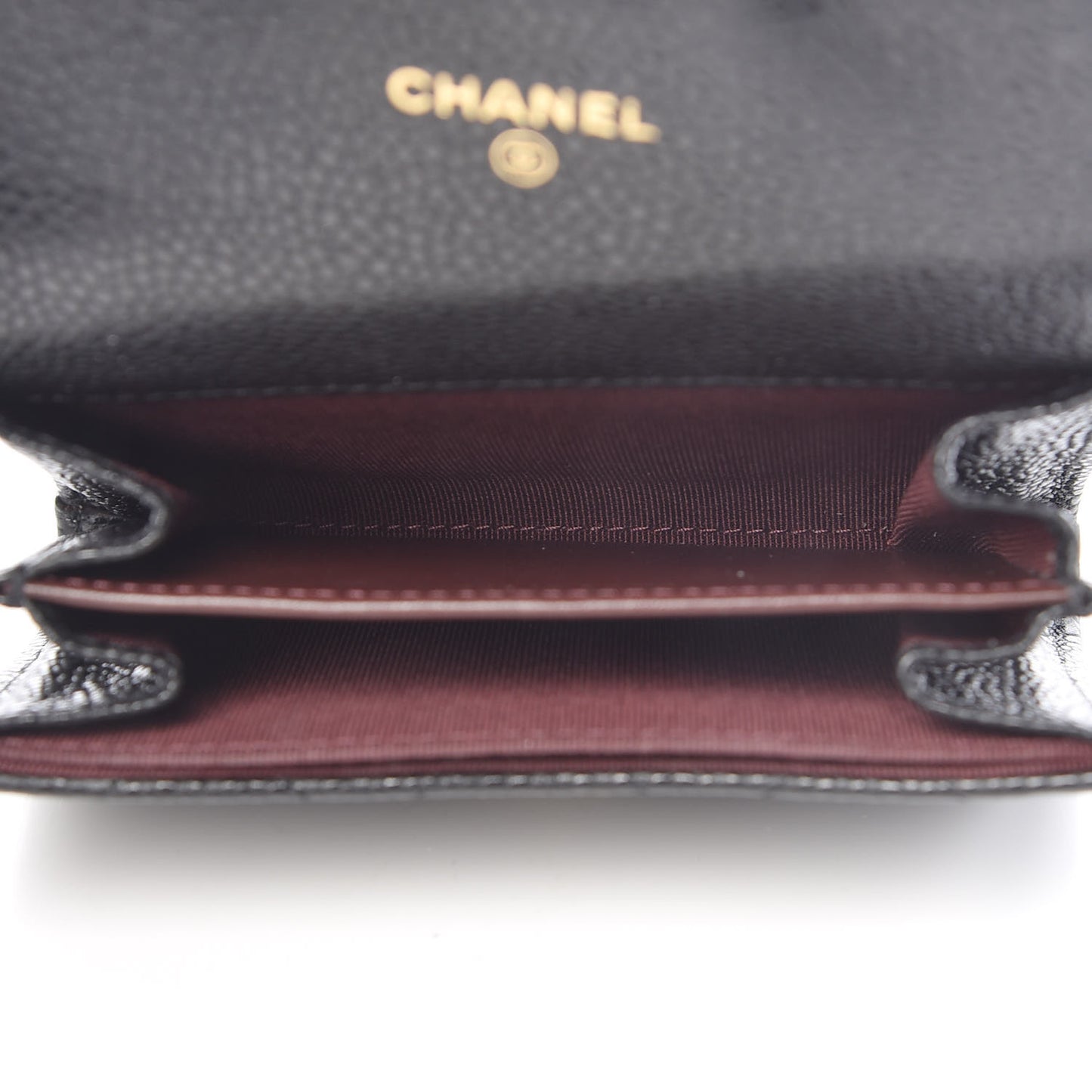 Caviar Quilted Flap Card Holder Wallet Black