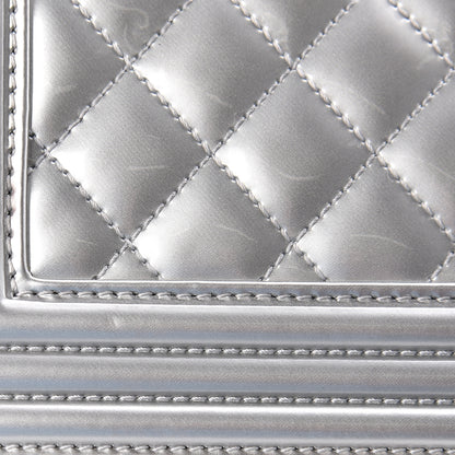 Chanel Metallic Patent Calfskin Quilted Small Boy Flap Silver 10 of 12