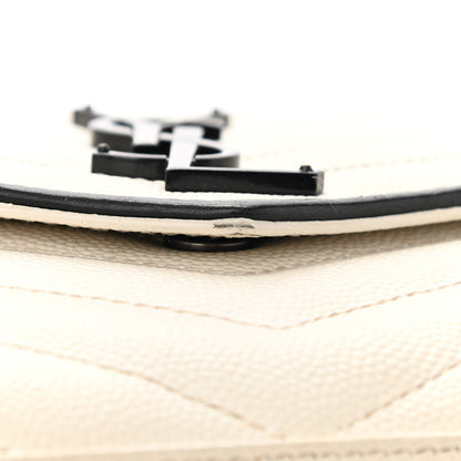 Saint Laurent Grain De Poudre Matelasse Monogram Chain Wallet White Black 17 of 17