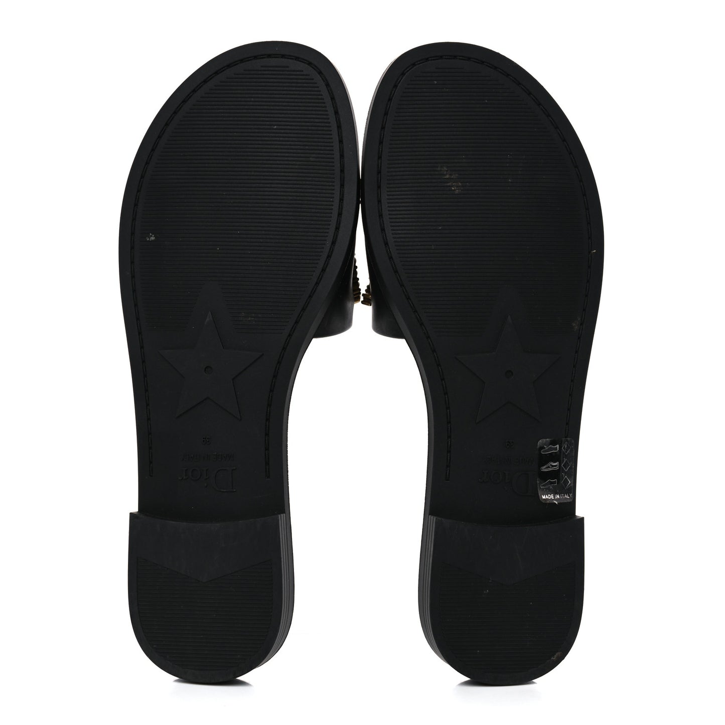 Matte Calfskin Pearl Dio(r)evolution Slide Sandals 39 Black