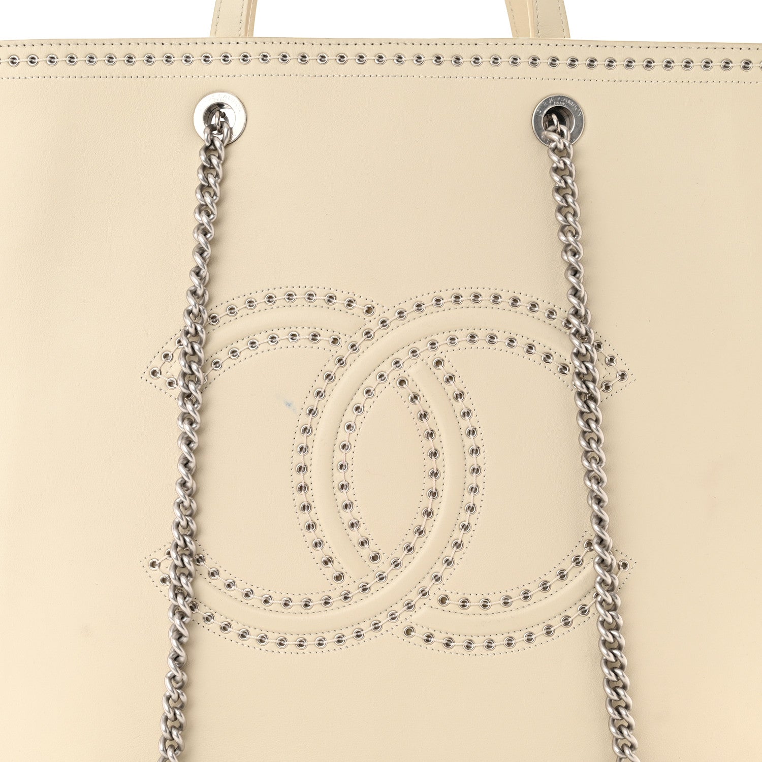 Chanel Calfskin Large Coco Eyelets Shopping Tote White 8 of 13