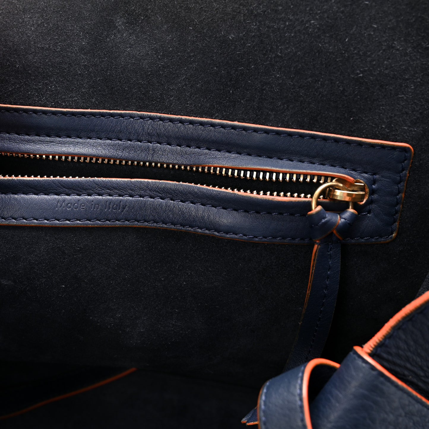 Drummed Leather Medium Phantom Luggage Royal Blue Orange Trim
