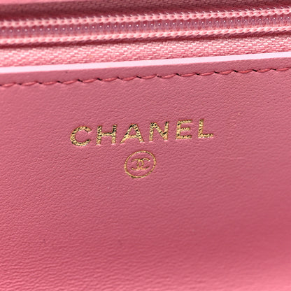 Chanel Lambskin Quilted Multicolor Top Handle Wallet On Chain WOC Light Pink 6 of 12