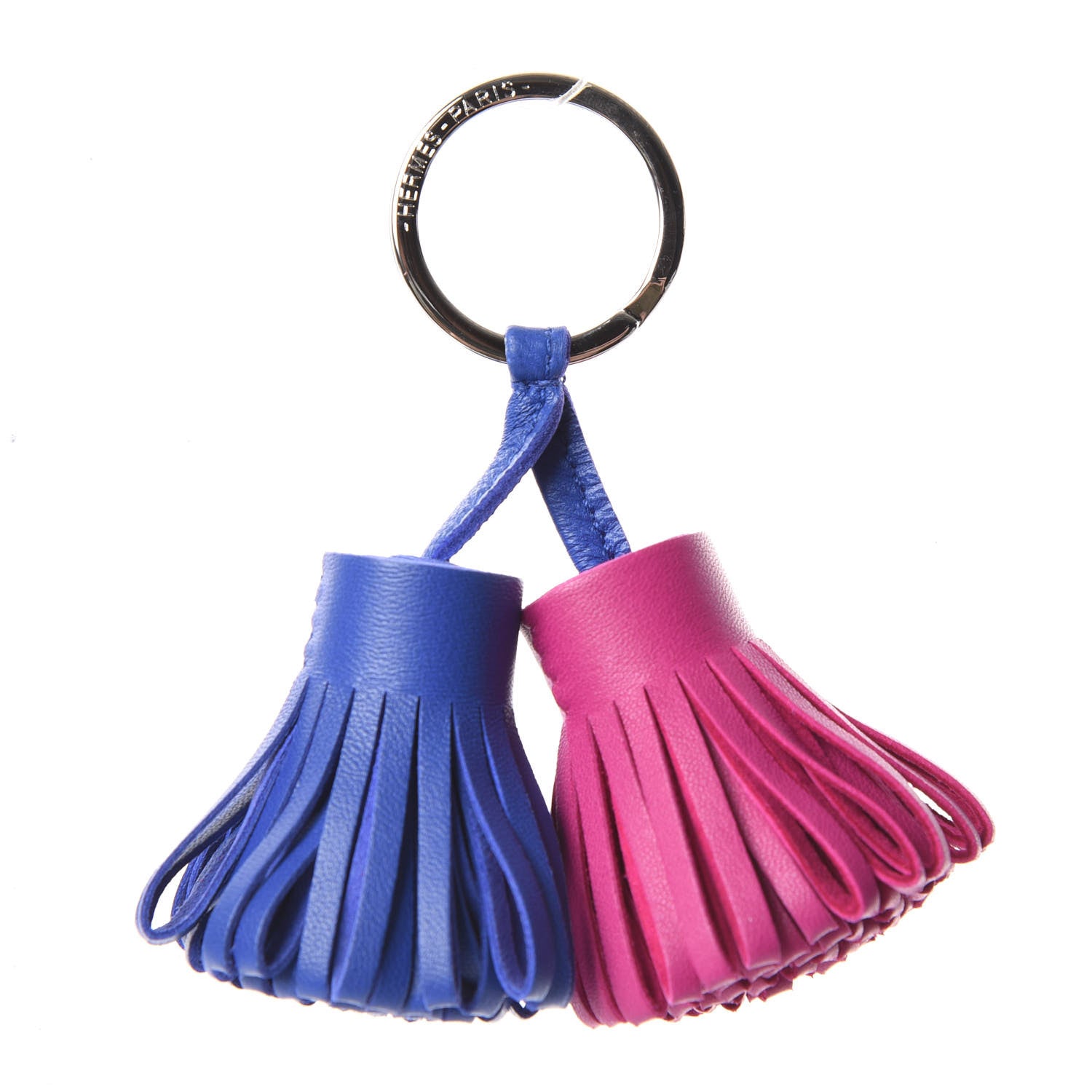 Hermes Lambskin Carmen Uno-Dos Key Holder Bleu Electrique Rose Pourpre 1 of 4